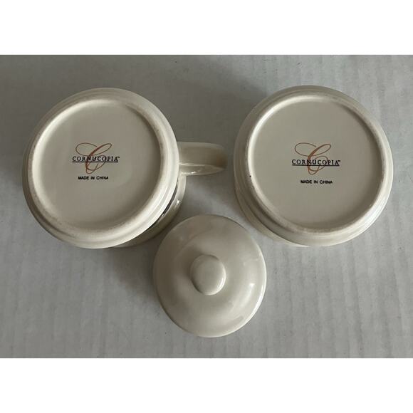 Vtg Cornucopia Small Sugar Bowl Canister w Lid and Creamer Fruit Discontinued - Picture 4 of 6
